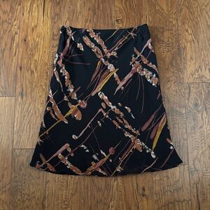 Lapis Elegant Black and Brown Abstract Sheer Lined Skirt